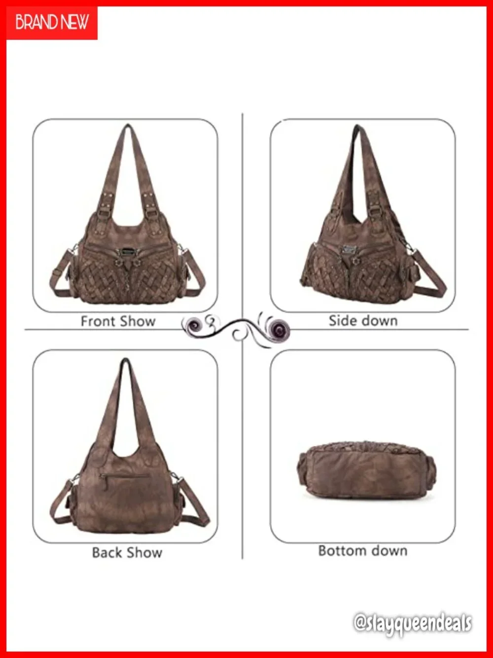Large Hobo Bag for Women Shoulder Purse Faux Leather Soft Tote